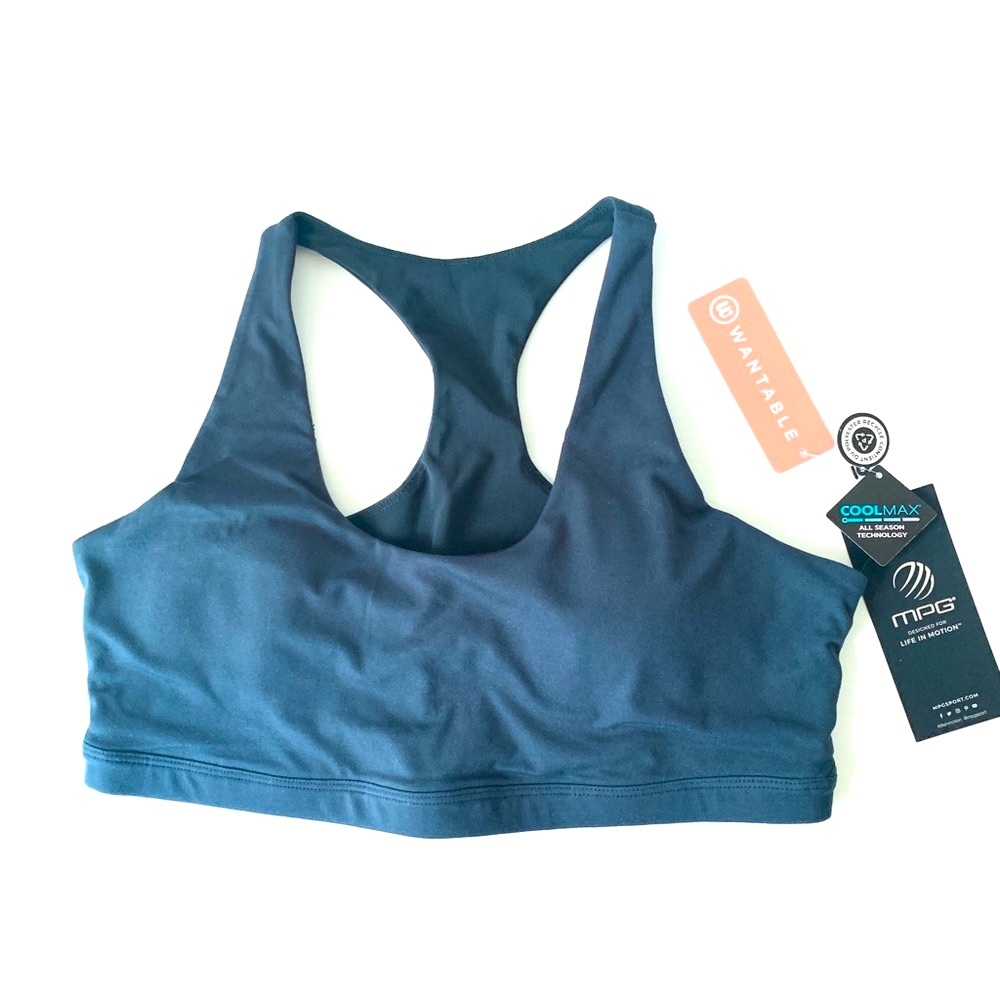 MPG Exert Sport Bra Medium Support Padded Dark Teal Size L Racerback NWT